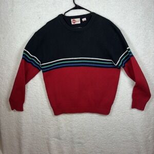 BOC Sport Mens XL Black Red Stripe Acrylic Long Sleeve Sweater